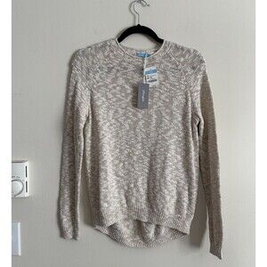 NWT $138 J McLaughlin Martie Raglan Sleeve Crewneck Sweater XS‎ Beige White Prep